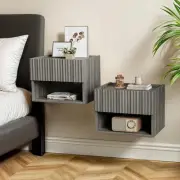 Floating Nightstand Bedroom Bedside Table - Night Set of 2, Grey