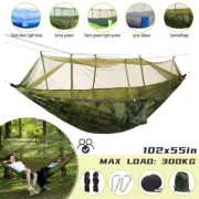 Double Camping Hammock Tent With Mosquito Net Outdoor Nylon Swing Hanging Bed US