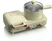 Electric Sandwich Press Multi-functional Toasted Sandwich Maker, Hot Pot with Steamer & Electric Griddle, Separate Temp Control for Grilled Meat Boiled Noodles, Fried Egg, Barbecue for Breakfast Snack