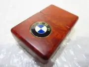 Zippo BMW Emblem Logo Wood Grain Walnut Brown Oil Lighter Regular Case Japan