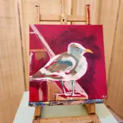 Original Acrylic Painting of a Seagull-Study of a Cape Cod Seagull