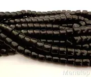 25 7 x 9 mm Czech Glass Druk Roller Beads: Jet