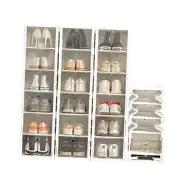 Foldable Storage Box - Clear Stackable Shoe Organizer with Lids - Large 1 Tier