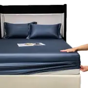 Catzon Soft Luxury Silky Satin Bed Sheets Pillowcase 3 Piece Set Bedding-DaiLan