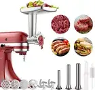 GVODE Meat Grinder Attachment for Kitchenaid Stand Mixer, Silver
