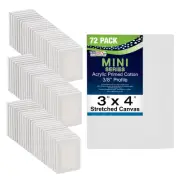 US Art Supply 3" x 4" Mini Professional Primed Stretched Canvas 72-Mini Canvases