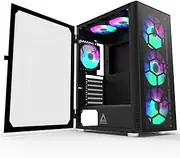 Montech X3 Glass 6pcs, 3 x 140mm& 3 x 120mm Fixed RGB Lighting Fans ATX Mid-Tower PC Gaming Case, USB3.0, Door Open Tempered Glass Side Panel, High Airflow, Black