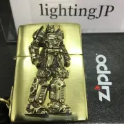 Zippo Transformers Robot 3D Metal Etching Strap Antique Brass Gold Lighter Japan