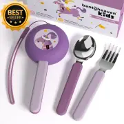 Kids Travel Utensils, Stainless Steel Fork, Spoon, BPA-Free Case, Reusable Set