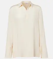 [Max Mara] Max Mara Dover silk-blend cady shirt UK 16 white