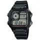【CASIO 卡西歐】學生錶 10年電力復古風世界地圖計時手錶-黑(AE-1200WH-1A)