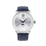 CITIZEN AK5000-03A moon phases Quartz Analog Silver Leather