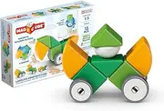 Geomag - Magicube 1+ Shapes Wheels - Magnetic Blocks for Kids - 4 Colours and Shapes - 13 Pieces