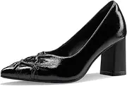 [TDD] Flower High Heels for Women Pointed Toe Pumps Rhinestone Crystal Closed Toe Chunky Block Dressy Comfortable Sexy Elegantes Wedding Slip On Formal Prom Sparkly 3 Inch Pump Shoes, H Black, 9