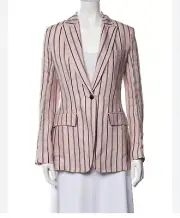 Rag & Bone Linen Striped Blazer In Pink Black 4
