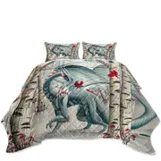 Lady of the Forest Fantasy Art Dragon Painting Coverlet