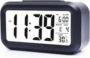 4.5" LED Display Digital Alarm Clock Battery Operated/Night Light with Indoor Temperature, Small Alarm Clock Bedrooms Beside Travel (Black)