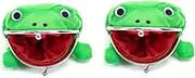 [AUEAR] 2 Pack Frog Coin Wallets Purse Cute Animal Money Pouch with Lock Small Cartoon Change Bag Plush Green