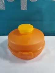 Tupperware Bagel Keeper Round Sandwich Lunch Box Salad Container With Smidget