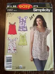 Simplicity 2962 UNCUT Sewing Pattern, Misses' Top in Two Lengths, Size A (8-18)