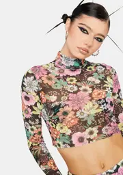 [AFRM] Noir Garden Micaela Mesh Turtleneck Top