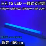 【築光坊】台灣製造 三孔 藍光 BLUE T5 LED 一體支架燈1呎 2呎 3呎 4呎 層板燈