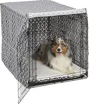 MPPMidwest Dog Crate Cover Quiet Time Private Secure Comfort Cool Grey Pattern (42")