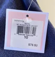 Juicy Couture Blue Full Zip MT Robertson Jacket Hooded Coat Girls Size 10 NWT