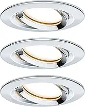 Paulmann 93684 Nova Plus LED recessed luminaire Set of 3 Round Swivel 3x6.8W IP65 dim recessed Spotlight Chrome spot Aluminium recessed lamp 2700K