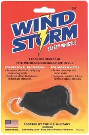 Storm Safety Whistles Windstorm Whistle - Black, Pack of 2