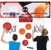 Advwin Indoor Mini Basketball Hoop, 2-Player Over The Door Basketball Board with 4 Balls|LED Light |Scoreboard|2 Modes, Ball Game Set Birthday Gifts