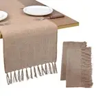 2pcs Natural Farmhouse Jute Table Runner 12*108 inches with Tassel