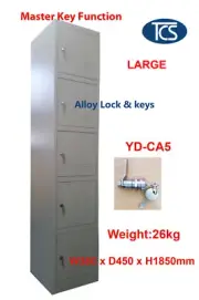 TCS Fully Assembled 5 Door Metal Steel Storage Locker SCHOOL GYM OFFICE STAFF