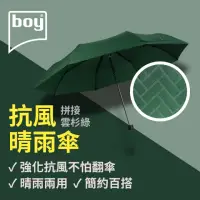 在飛比找momo購物網優惠-【boy】抗UV安全防風三折晴雨手動傘 拼接_雲杉綠(晴雨傘