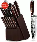 15-Piece Kitchen Knife Set with Wooden Block. Ultra Sharp German Steel.