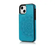 Iphone 15 Plus Wallet Phone Case,Pu Leather Phone Case With RFID Blocking and 3 Card Holder-Blue