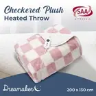 Dreamaker Checkered Plush Heated Throw Pink & Cream 200 X 180Cm
