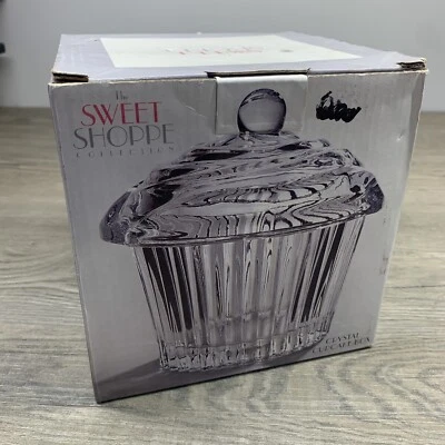 Godinger Shannon Crystal Cupcake Box by Sweet Shoppe Collection Candy Dish NIB
