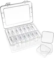 Small Bead Storage Organizer Box, 14 Pcs Small Plastic jewelry organizer box, Seed Storage Containers Boxes with Lids, Craft Organizers Clear Small Parts Organizer Bead Case