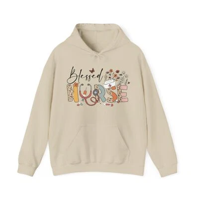 Nurse Sweatshirt Hoodie Sweatshirt Sizes S-5XL Retro Floral Women's Blessed
