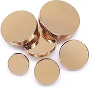 SEMINI 36 Mixed 6 Sizes Metal Gold Round Sewing Buttons for Women Men Suit Coat Shirt Trousers Crafts