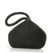 Women's Beaded Clutch Evening Bags Vintage Elegant Triangle One Size Black2