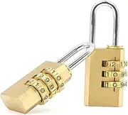 VANZACK 2pcs Zinc Alloy Digital Hanging Lock Padlock Number Portable Password Lock for Suitcase Luggage Cabinet (Brass Color)