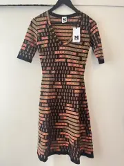 M Missoni Black Pink Gold Metallic Lurex Knit Dress