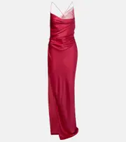 [The Sei] The Sei Draped lace-trimmed silk satin gown AU 10 red