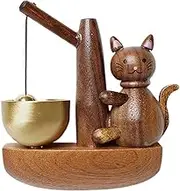 Wooden Cat Doorbell Chime Stylish Shopkeepers Bell, Walnut Design Wooden Cat Doorbell Pendant, Wind Chime for Doors Window Refrigerator (Black Walnut)