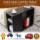Sofa Side Coffee Table Desk Magazine Book Shelf Console Portable w/ Caster Wheel