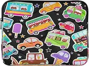 Cute Cartoon Cars Black Laptop Computer Case, Thin Laptop Case 15 Inch for Women Men