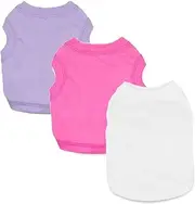 Elledia 3 Pack Dog Cotton Shirt Clothes Pet Blank T Shirts Puppy Plain Tee Vest Clothing Solid Color Apparel for Small Medium Large Dogs Cats Puppies