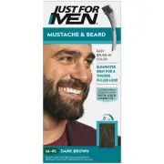 Just For Men MUSTACHE & BEARD FACIAL HAIR COLOR GEL DARK BROWN M-45 BRUSH-IN